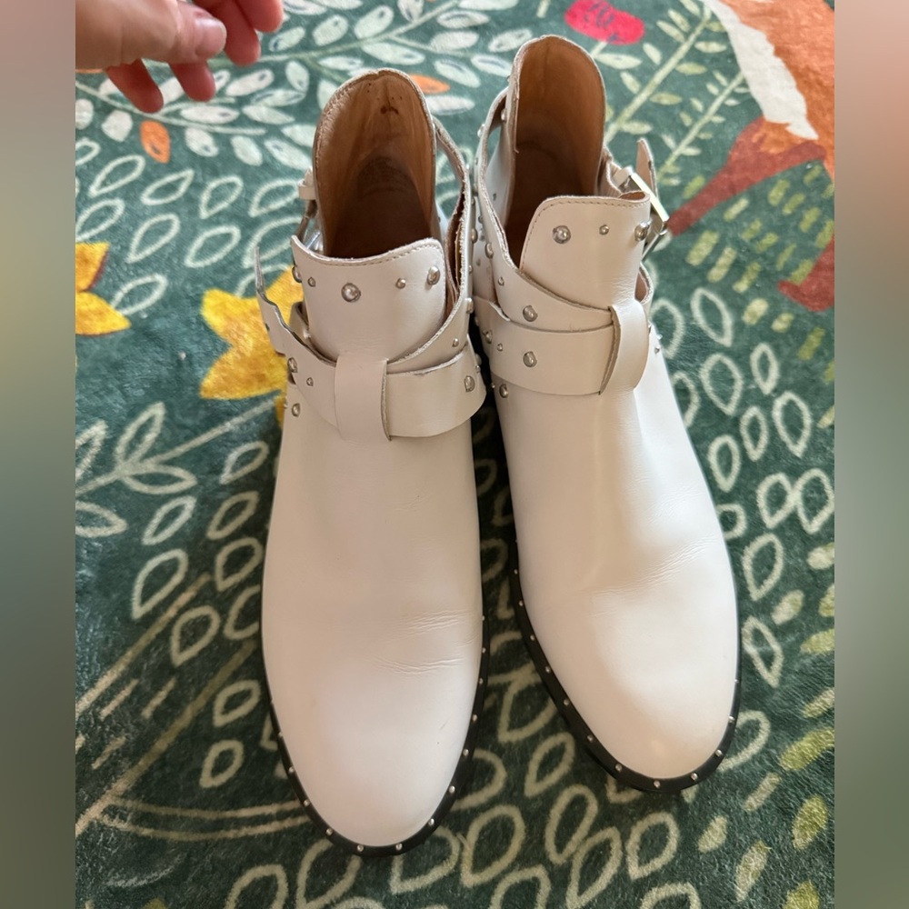 Halogen White Studded Ankle Boots